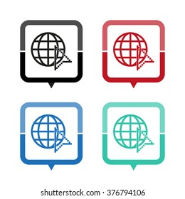 Internet - vector icon; map pointer;  message bubble
