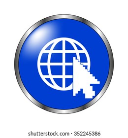 Internet - vector icon on the blue button