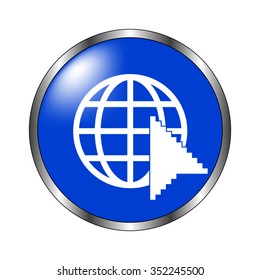 Internet - vector icon on the blue button