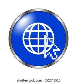 Internet - vector icon on the blue button