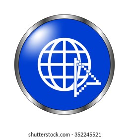Internet - vector icon on the blue button
