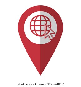 Internet - vector icon; red map  pointer