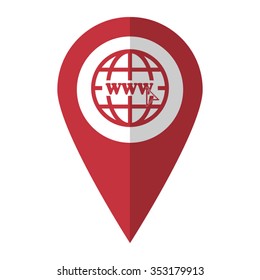 Internet - vector icon; red map  pointer
