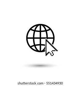 Internet vector icon with round  shadow
