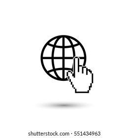 Internet vector icon with round  shadow