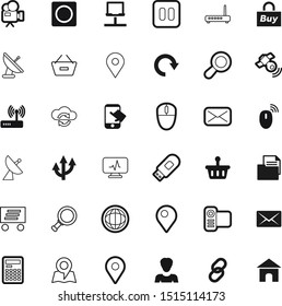 internet vector icon set such as: arrows, electronic, merchandise, e-mail, phone, delivery, access, exploration, broadcast, choice, car, manager, logistics, player, user, magnification, ring
