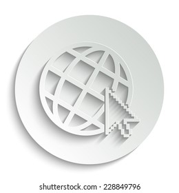 Internet - vector icon with shadow on a round button