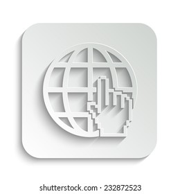 Internet - vector icon with shadow on a grey button