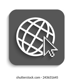 Internet - vector icon with shadow on a grey button
