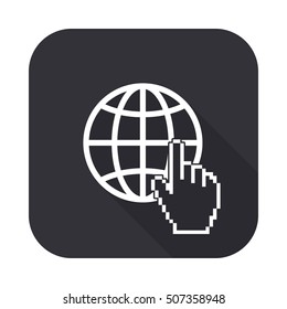 Internet vector icon - squared button  with long shadow
