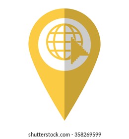 Internet - vector icon;  yellow map pointer