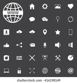 Internet vector icons set, modern web symbol collection, pictogram pack isolated on black