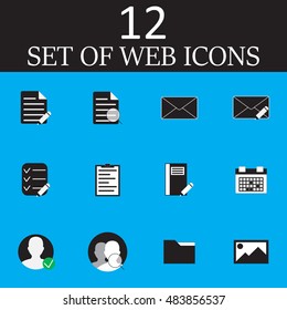 Internet vector icons set, modern web symbol collection, pictogram pack isolated on blue