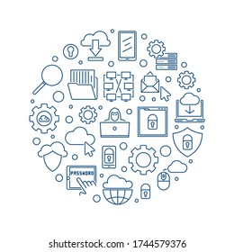 Internet vector round concept outline blue illustration or banner