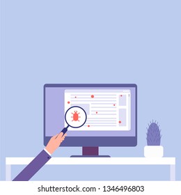 Internet virus illustration, flat style.