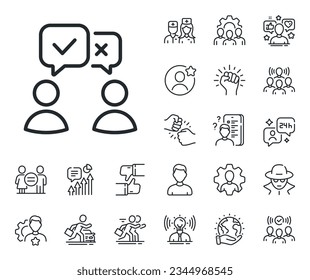Internet vote sign. Specialist, doctor and job competition outline icons. People voting line icon. Web election symbol. People voting line sign. Avatar placeholder, spy headshot icon. Vector