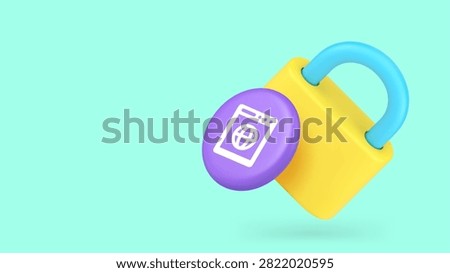 Internet VPN lock security cyberspace privacy protection 3d icon banner copy space vector illustration. Online connection management safety guarantee identification authorization encryption