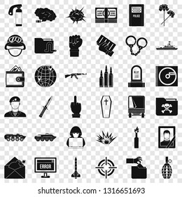 Internet war icons set. Simple style of 36 Internet war vector icons for web for any design