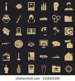 Internet war icons set. Simple style of 36 Internet war vector icons for web for any design
