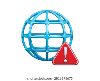 Internet Warning Icon 3D Render Illustration Isolated