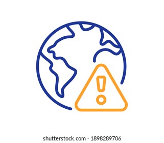 Icono de línea de advertencia de Internet. Señal del triángulo de atención. Símbolo de alerta de precaución. Elemento de diseño de calidad. Icono de advertencia de Internet con estilo de línea. Trazo editable. Vector