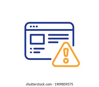 Internet warning line icon. Attention triangle sign. Caution alert symbol. Quality design element. Line style internet warning icon. Editable stroke. Vector