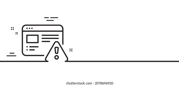Internet warning line icon. Attention triangle sign. Caution alert symbol. Minimal line illustration background. Internet warning line icon pattern banner. White web template concept. Vector
