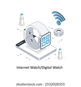 Ilustración de stock isométrica de reloj digital de Internet Watch. EPS Archivo ilustración de stock
