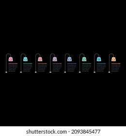 internet, web, annual report, magazine information template. lamp infographic template. eight options infographic template