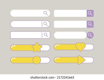 Internet, web, app search bar button illustration set.