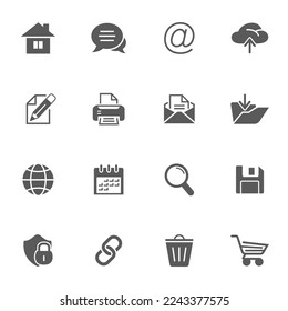 Internet y conjunto de iconos negros web. Ilustración del vector