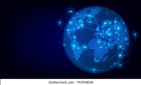 Internet Web Blue Earth Communication Technologies Stock Vector ...