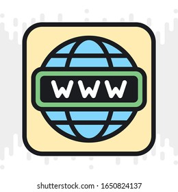 Internet or web browser app icon for smartphone, tablet, laptop or other smart device with mobile interface. Minimalistic color version on light gray background