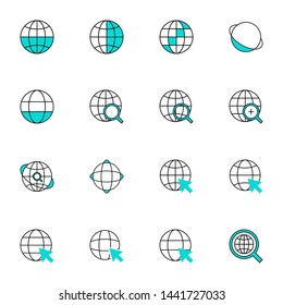 internet, web, browser filled line blue icons set. simple modern icons set vector illustration