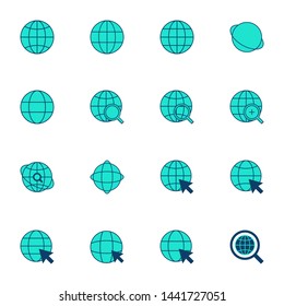 internet, web, browser flat blue icons set. simple modern icons set vector illustration