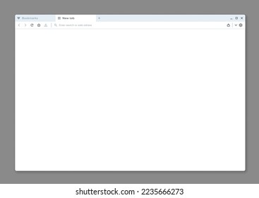 Internet web browser window interface mockup. Tablet website empty window or phone webpage screen vector interface with blank tab. Laptop or desktop PC Internet browser window UI