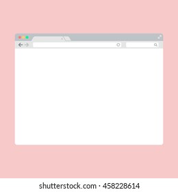 Internet Web Browser Window On Pink Background. Browser With Address And Search Bar, Control Buttons. Browser Screen Mockup Template.