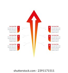 internet, web, negocios, plan anual, plantilla informativa de revista. plantilla infográfica de signo de flecha arriba. plantilla de información de seis pasos