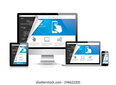 Internet web coding development with modern flat cool design. Vector illustration EPS10.