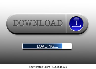 Internet web downloads icon button and loading bar, click here to download.