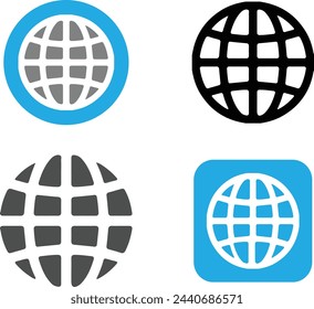 Internet, web, globe, website icon vector in clipart style.Phone, website, address, location and mail logo symbol sign pack.
