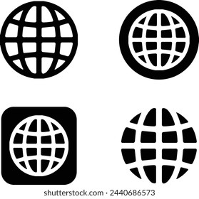 Internet, web, globe, website icon vector in clipart style.Phone, website, address, location and mail logo symbol sign pack.
