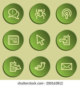 Internet  web icon set 2, green paper stickers set