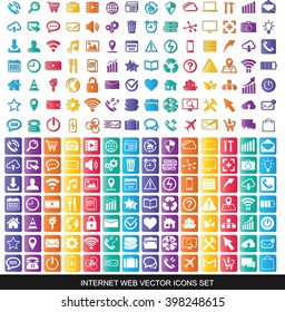 Internet web icons collection on white background