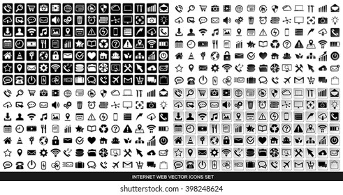 Internet web icons collection on white background