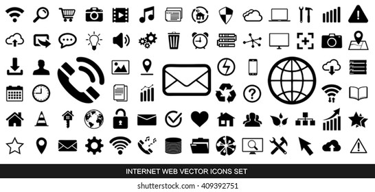 Internet web icons collection on white background