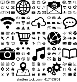 Internet web icons collection on white background