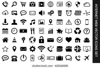 Internet web icons collection on white background