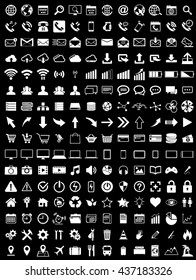 Internet Web Icons Collection On Black Background