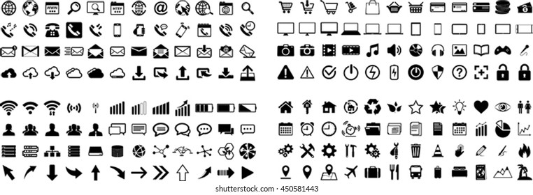 Internet web icons collection on white background